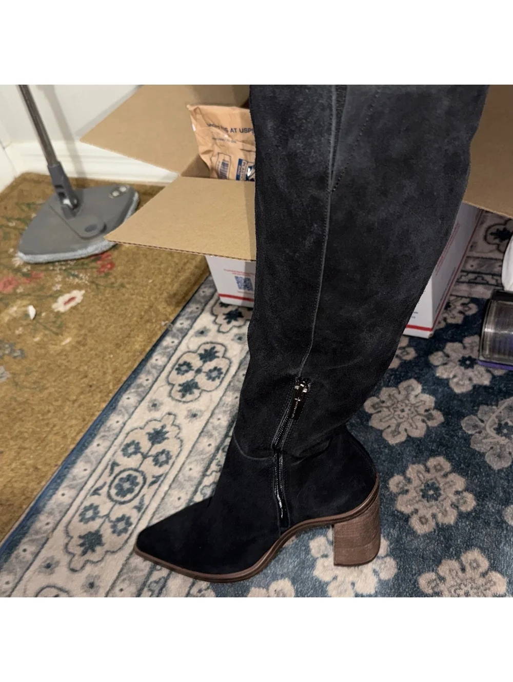 Vince Camuto Black Suede Knee-High Boots Size 8M